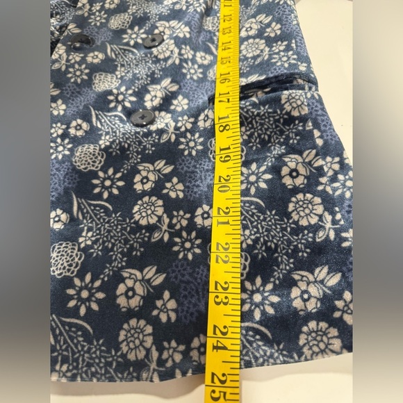 Navy blue beige floral print CAROLINA BELLE long sleeve blazer jacket XS - Picture 10 of 16